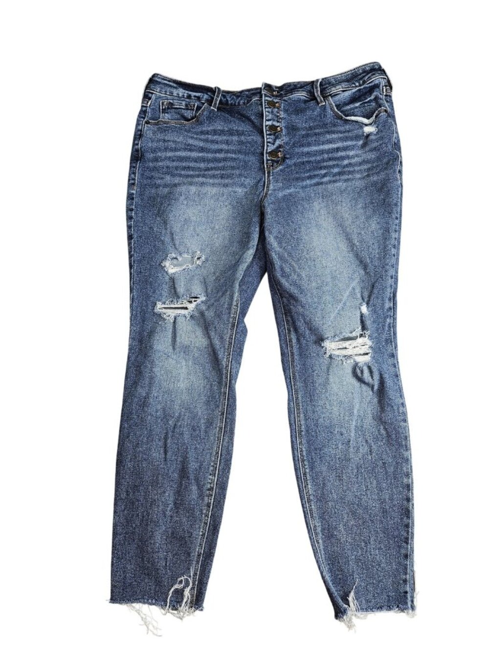 Old Navy Rockstar Super Skinny Jeans Womens 16 Blue Wash High Rise Distressed